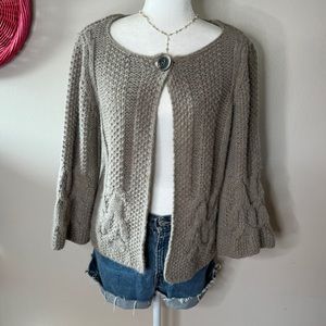 Silvia Novelli Large L Alpaca Wool Chunky Knit Cardigan Sweater Italy